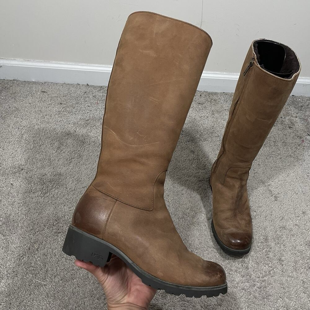 UGG® Australia Broome II Shearling Lined Leather Boots Womens Size 7 Brown 1916